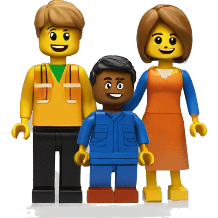 frame with 2 lego people, boy and girl on a 2 white lego blocks  emoji