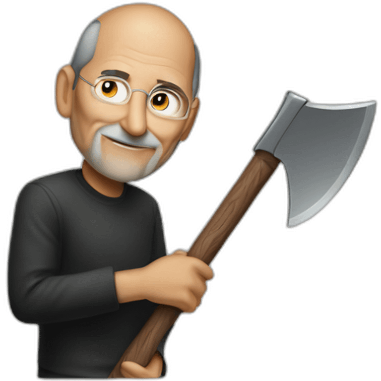 Steve jobs with a greataxe emoji