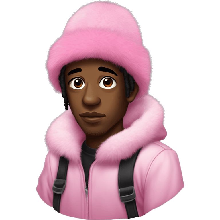 lil uzi vert wear Cute pink fur hat for winter emoji