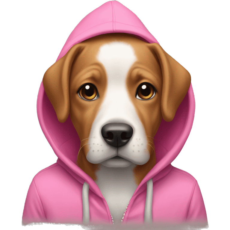 Dog wearing a pink hoodie  emoji