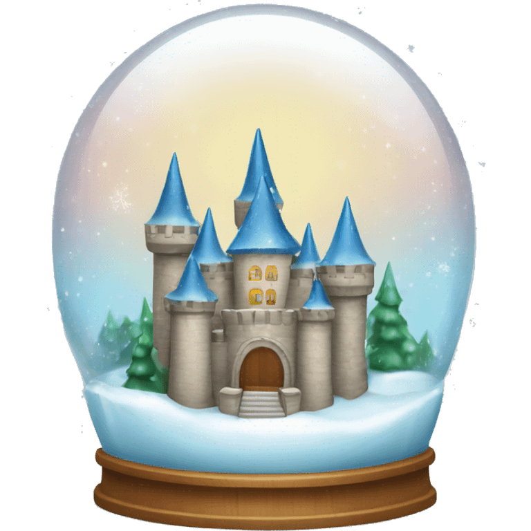 Sparkly snow globe with a castle emoji