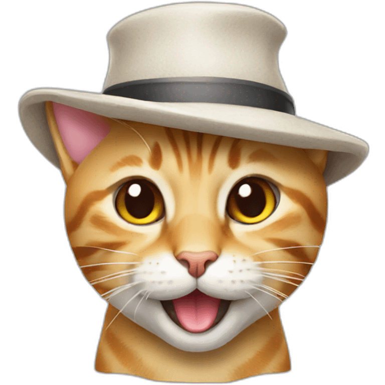 Cat with a hat and his tongue out emoji