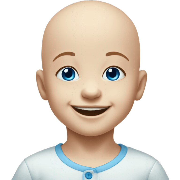 bald baby w blue eyes & 2dimples smiling portrait emoji