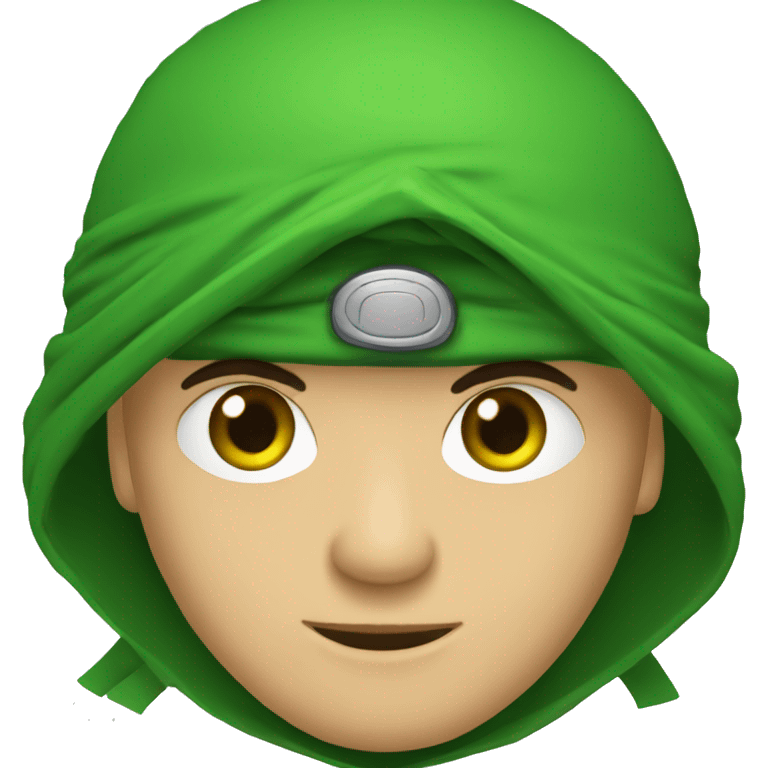 Ninja de ojos verdes con ametralladora emoji