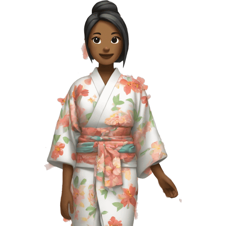 Floral kimono in a white background  emoji