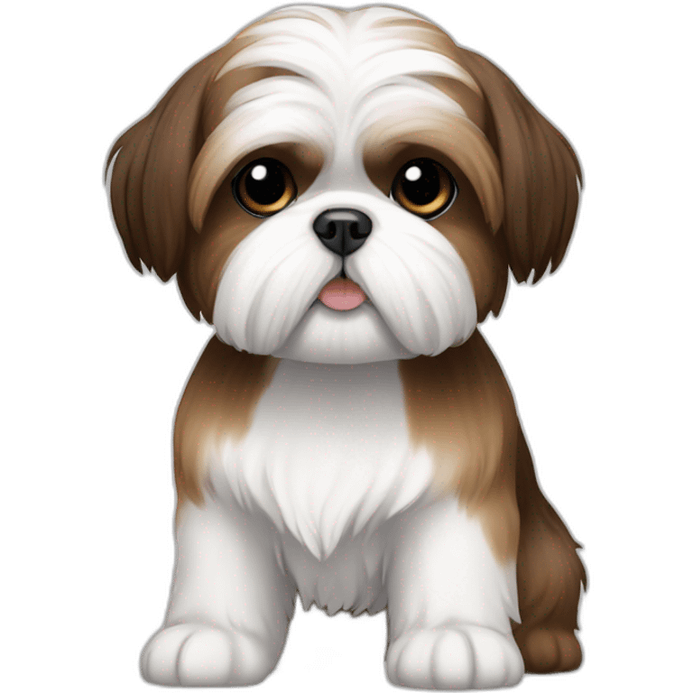 Shih tzu with link female wite and brown emoji