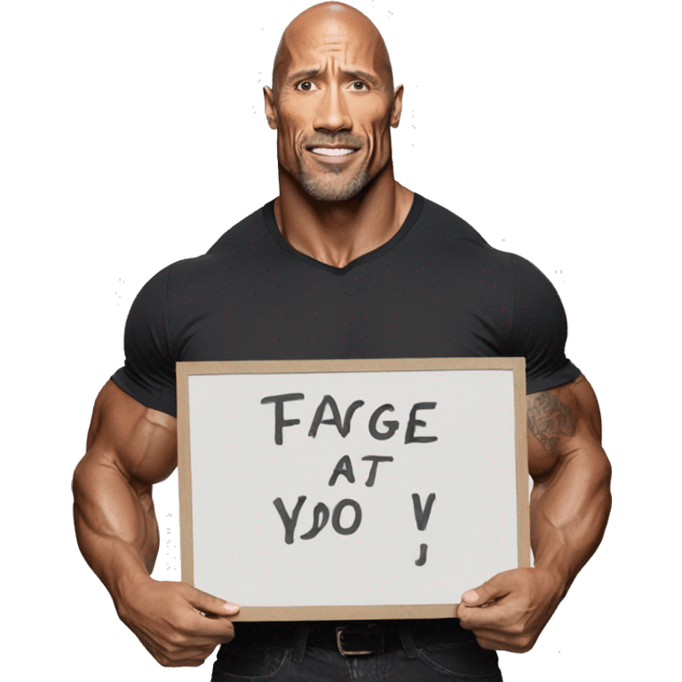 the rock holding a sign emoji