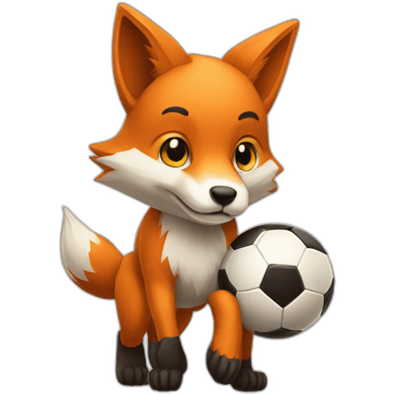 Animal fox run soccer and ball emoji