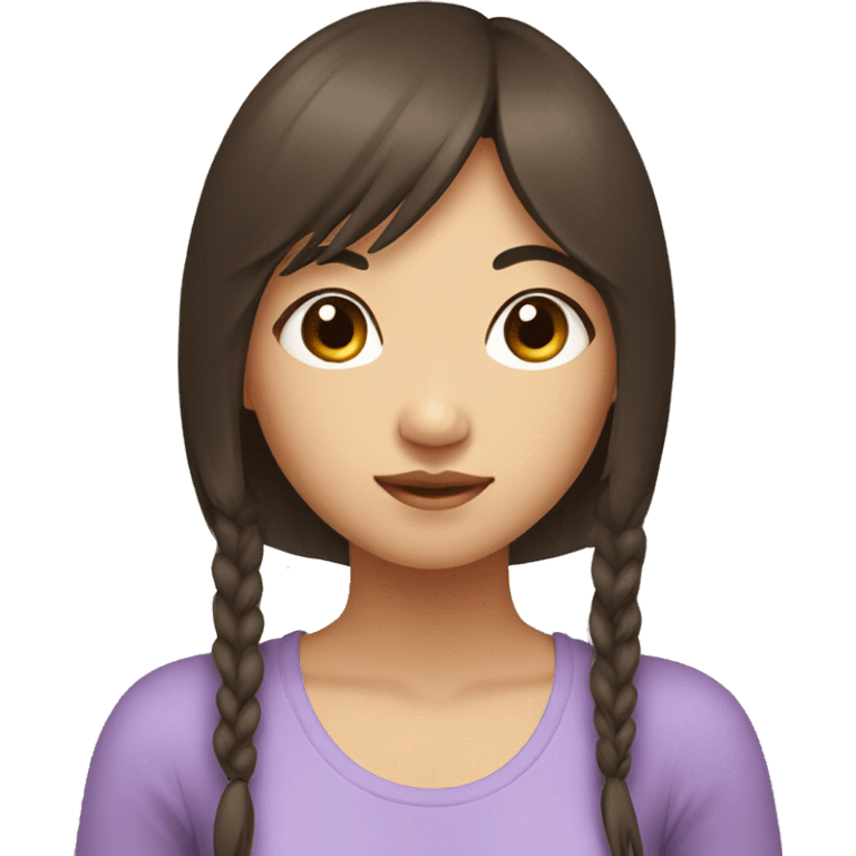 asian girl with long brown hair and bangs doing yoga emoji