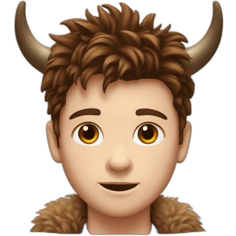 White boy brunette with fluffy highland cow emoji