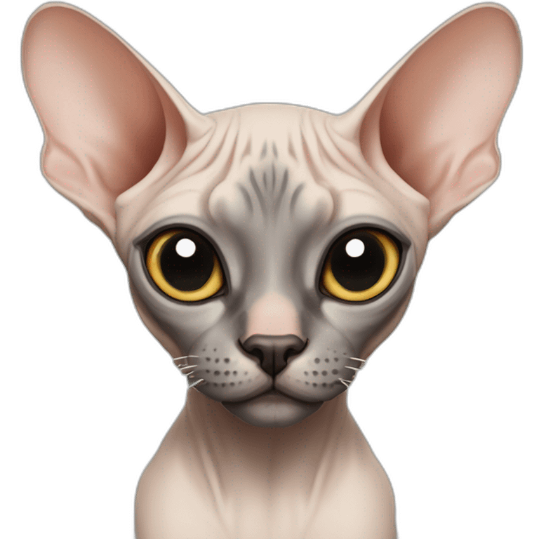 sphynx cat with black spot on the bridge of his nose between his eyes emoji