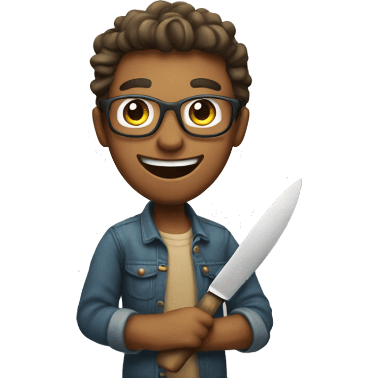 Happy crafter with a knife emoji