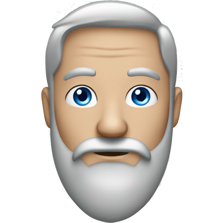 blue eyes. long grey beard. behind laptop. male.  emoji