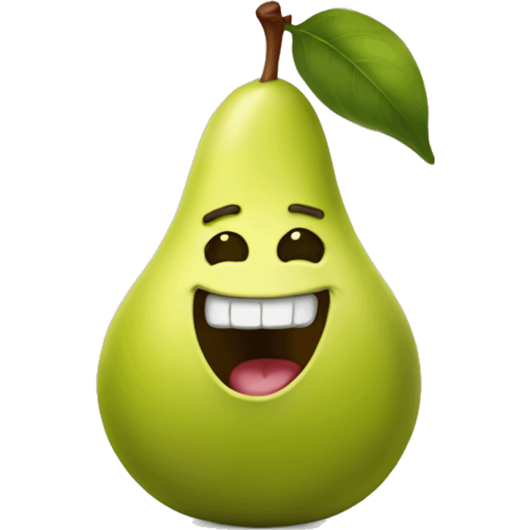 pear with big mouth grin but no eyes emoji