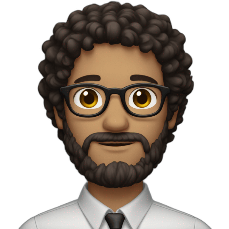 White man with brown eyes and dark curly hair with glasses and a beard wearing ario bros emoji