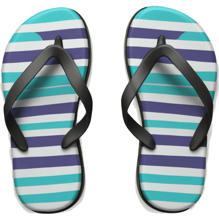 Realistic pair of striped summer flip flops isolated. emoji