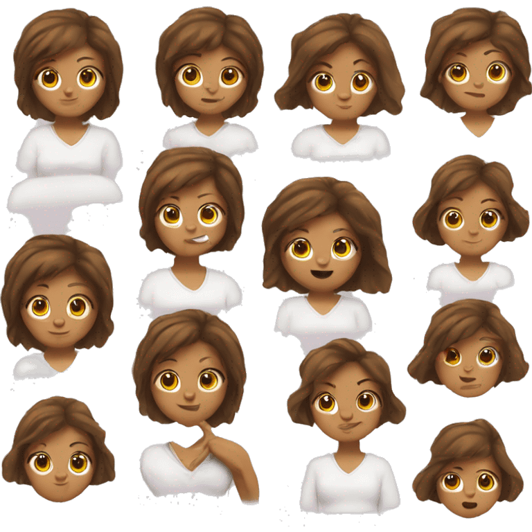 Girl with brown hair sitting in bed with wired hair dackel emoji