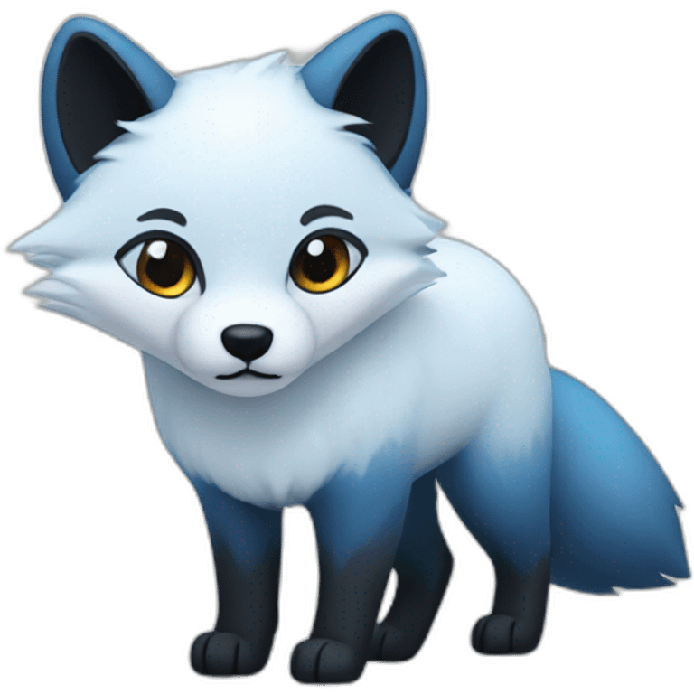 artic fox with black fur on the ears and blue fur inside the ears emoji