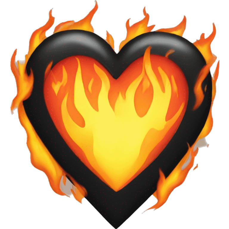 Black heart with fire surrounding  emoji