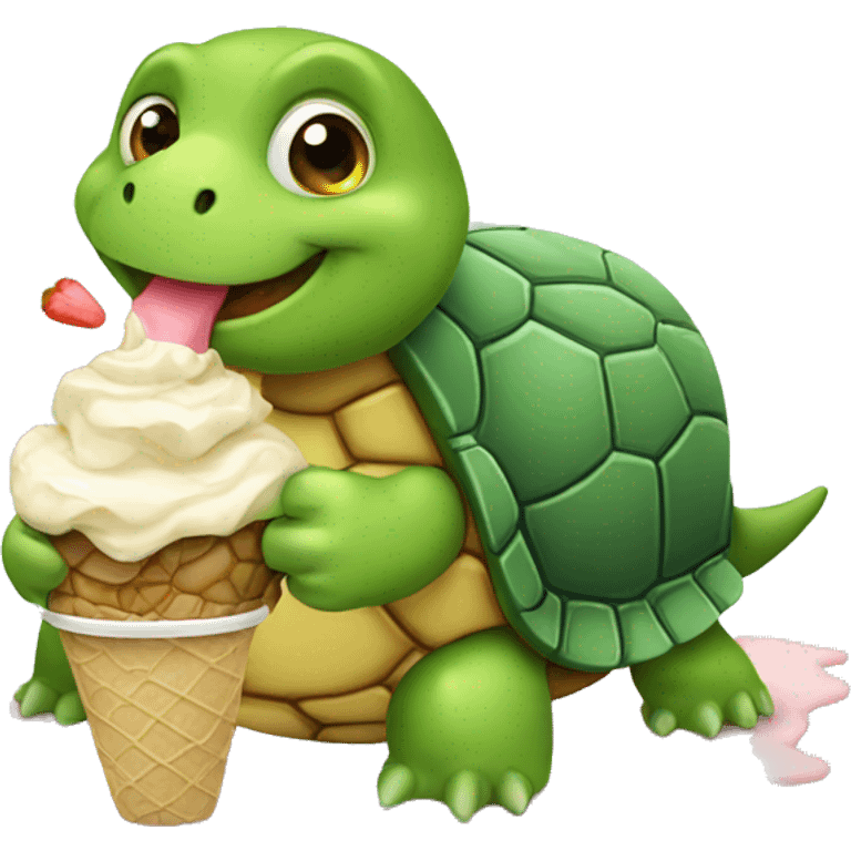 turtle eating icecream emoji