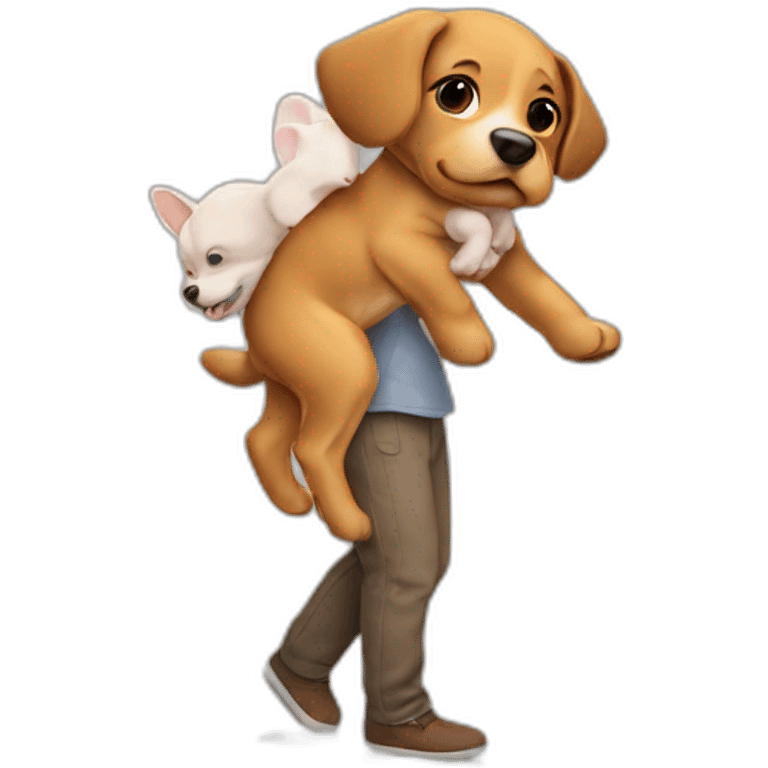 Dog carrying a human baby emoji