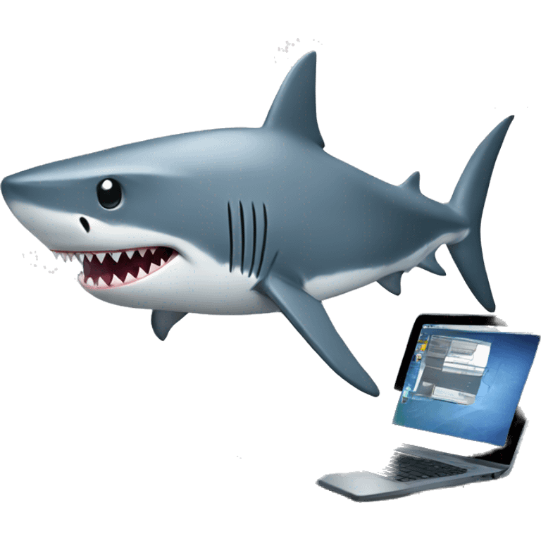 shark with computer emoji