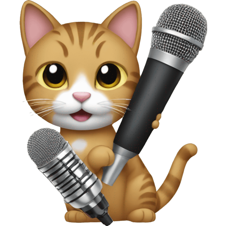 cat holdingkaraoke mic emoji