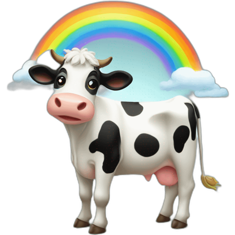 A cow with a rainbow  emoji