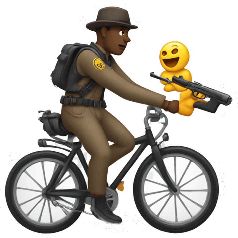 Gun peddling a bicycle emoji