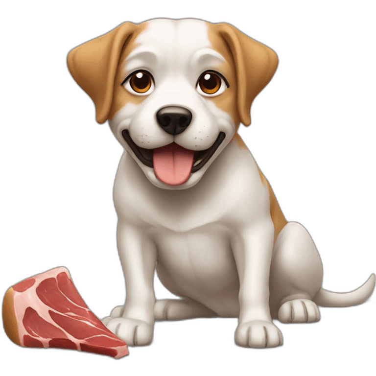 dog eating meat emoji