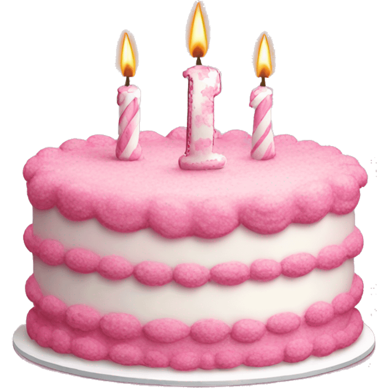 Big Birthday cake pink and white emoji