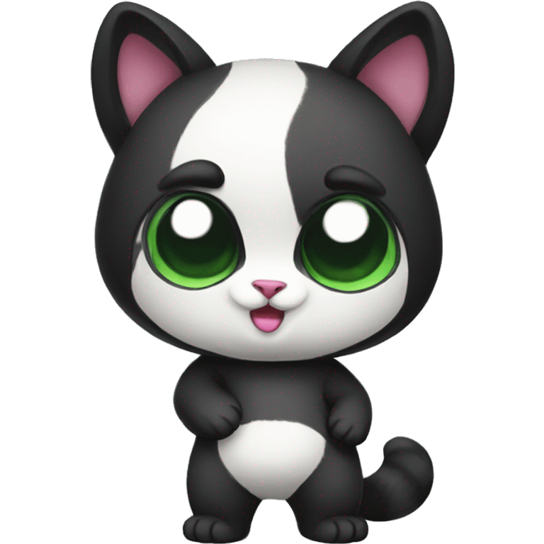 cute masked panda-cat-hybrid full body emoji