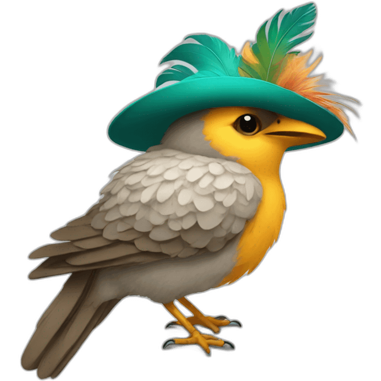 bird with feathered hat emoji