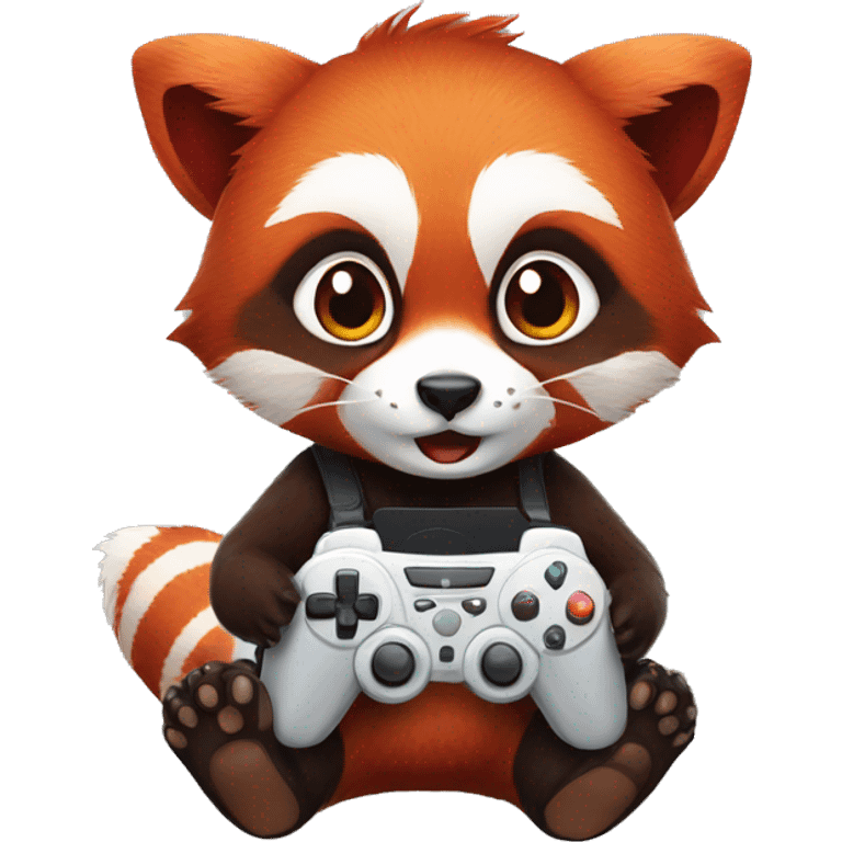 red panda playing video game emoji