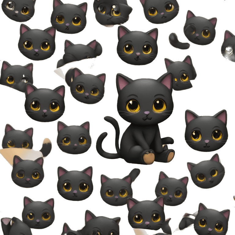 cute black kitten with backpack emoji