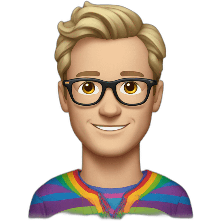 Jonathan Toews wearing glasses and rainbow clothes emoji