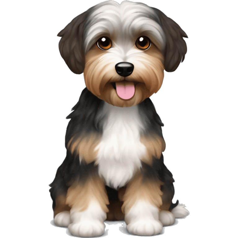 Yorkipoo with black and brown hair and white chest emoji