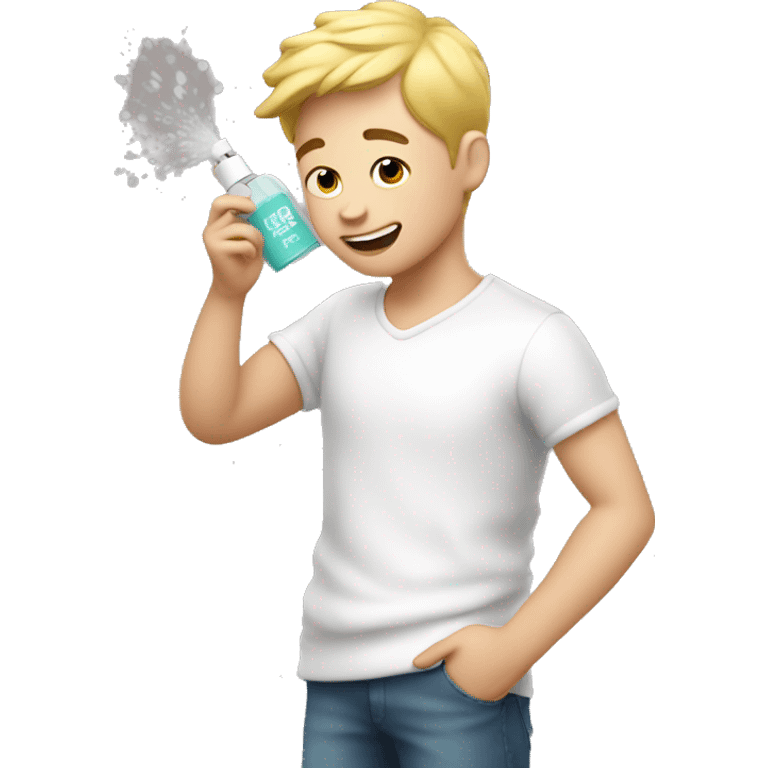 Cute white Gay Boy spraying perfume  emoji