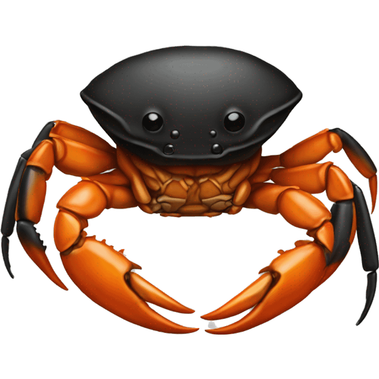 crab half black, half orange burnt emoji