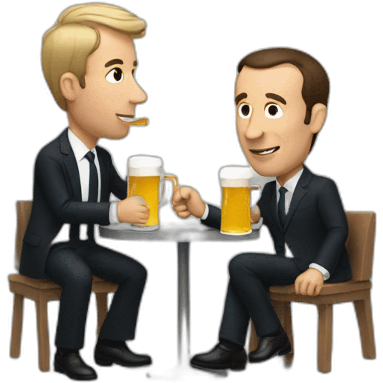 Hitlaire et Macron drinking a beer emoji