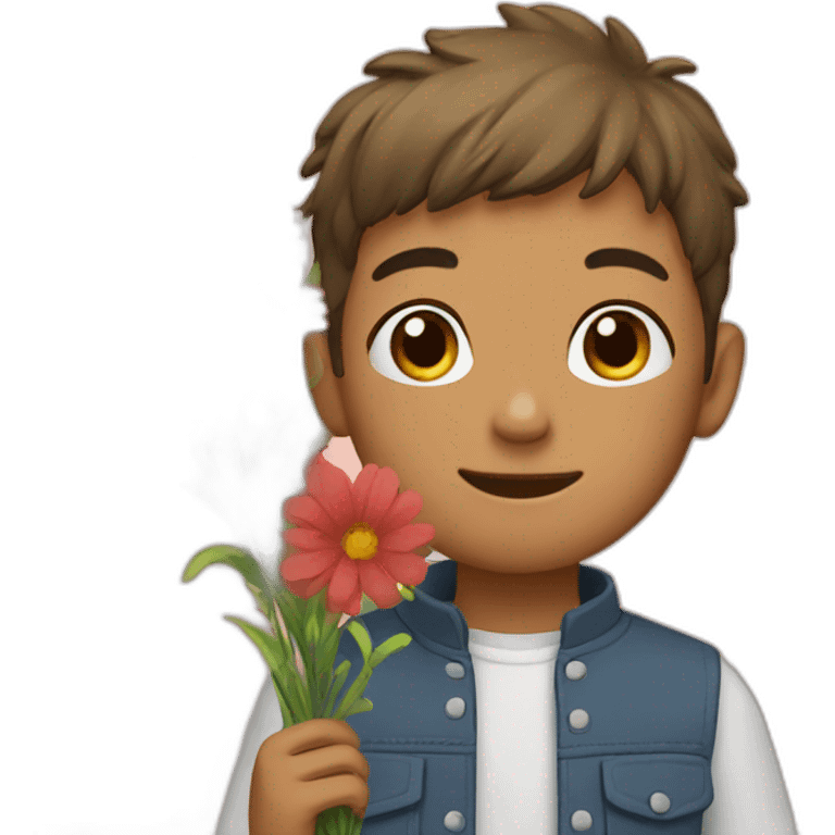 Boy with flowers  emoji