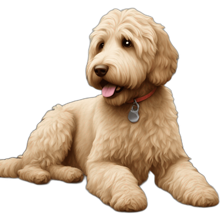 Labradoodle playing emoji