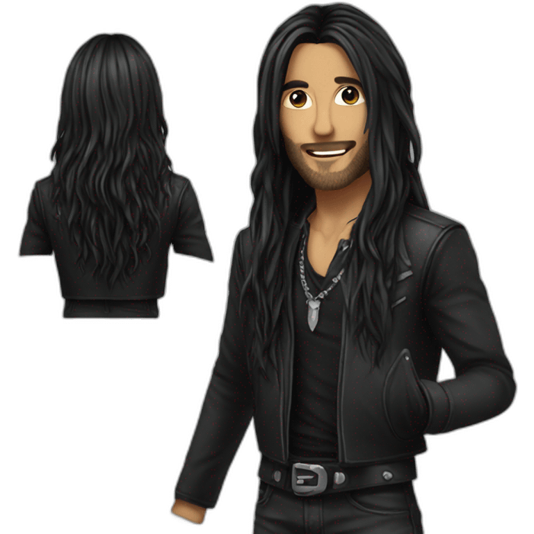 metal singer long hair black emoji