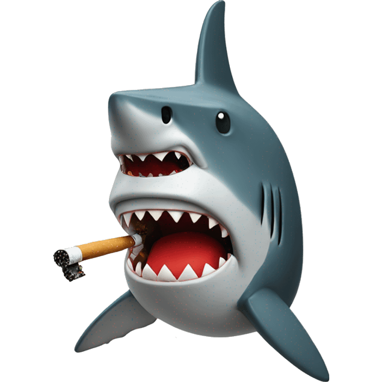 Shark with a Christmas sweater on smoking a cigarette  emoji