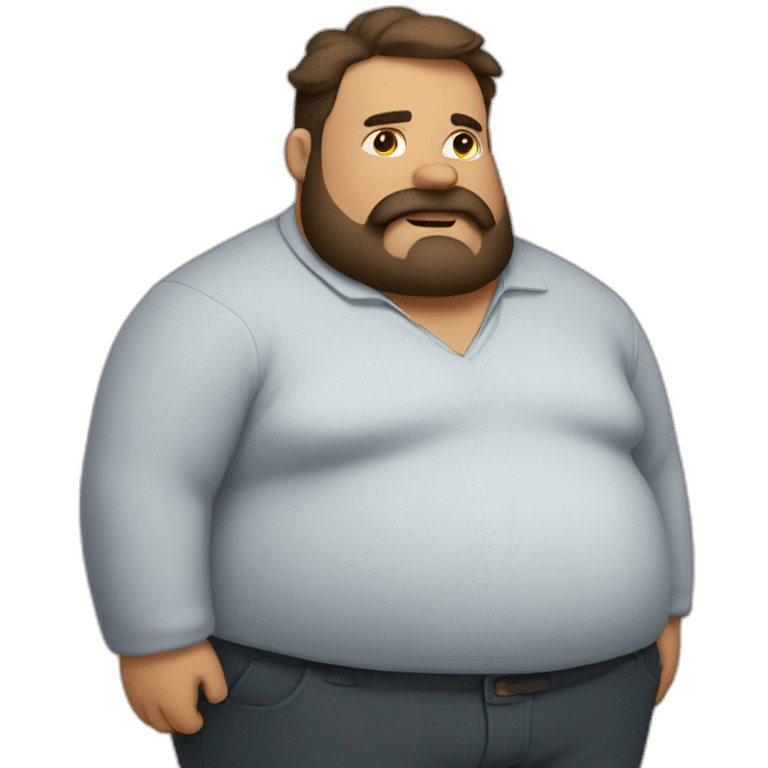 Heavyset lazy husband with beard emoji