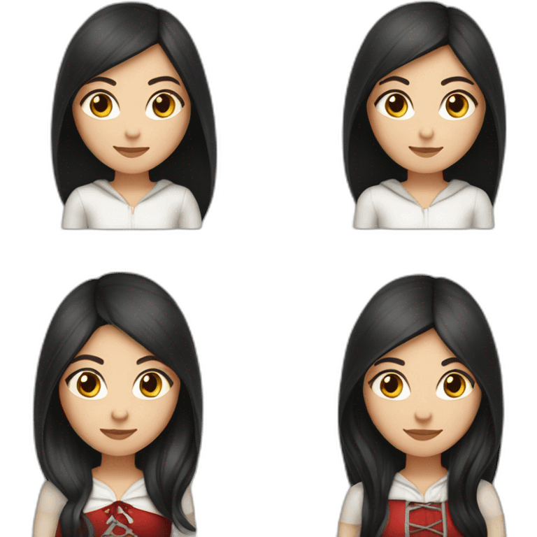 white-girl-long-straight-black-hair-with-white-streak-hair-and-red-ridding-hood emoji