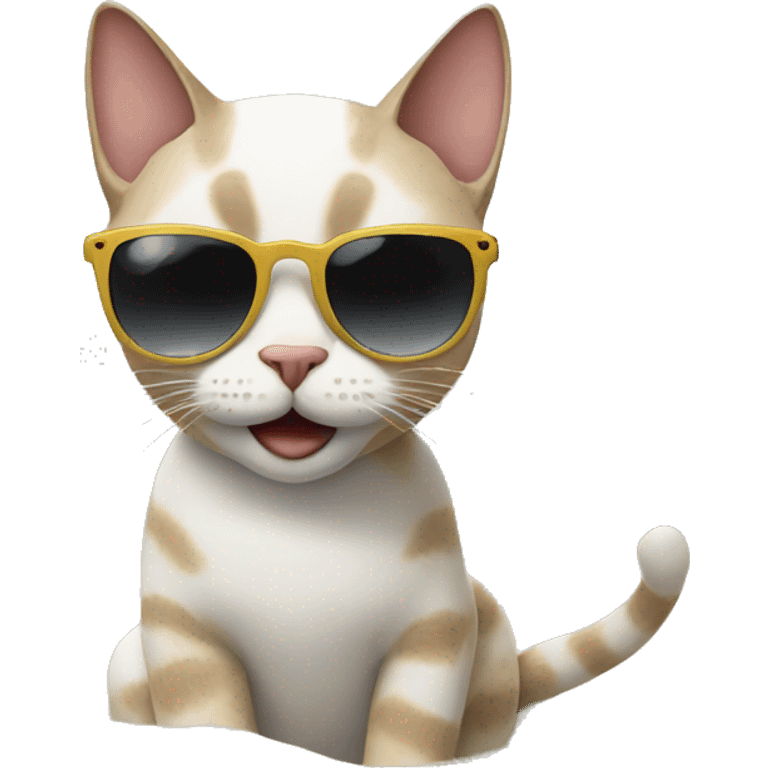 cat in sunglasses on a trip to the beach emoji