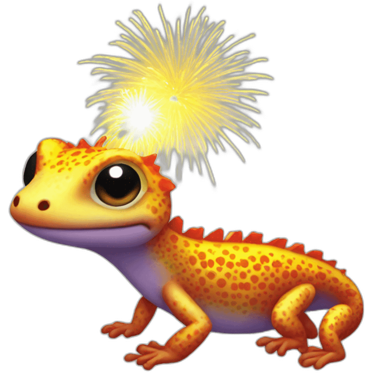 cool gecko fireworks emoji