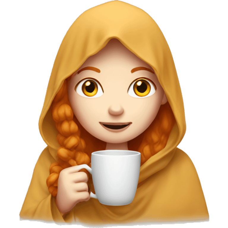 A ginger girl wearing an oodie drinking tea emoji