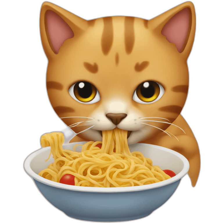 cat eating a chicken's pasta emoji